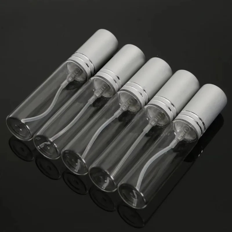 spray verre transparent argenté moderne minimaliste 10ml bouteille rechargeable cosmétique parfum liquide tonique