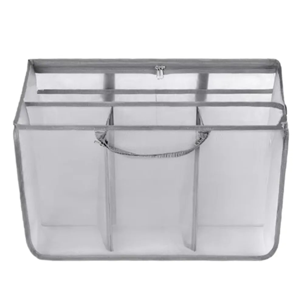 sac plage réutilisable polyester transparent compartiments utilitaire bleu clair gris minimaliste organiser affaires