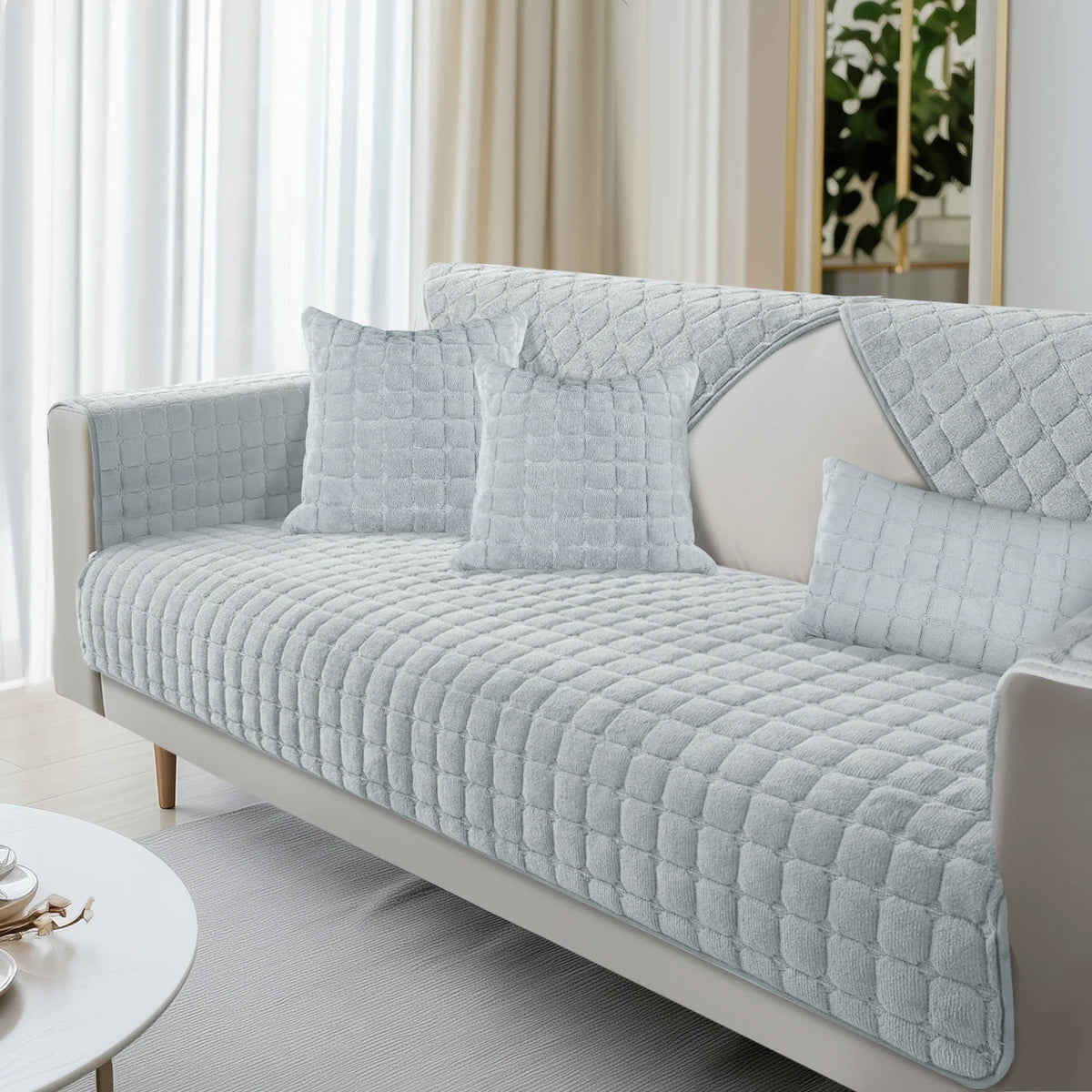 housse canapé gris matelassé velours peluche canapé angle fauteuil salon