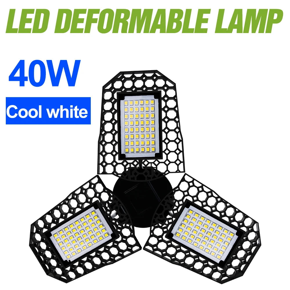 lampe led garage e27 noir hexagonal smd 40w 60w 80w 100w 150w 200w