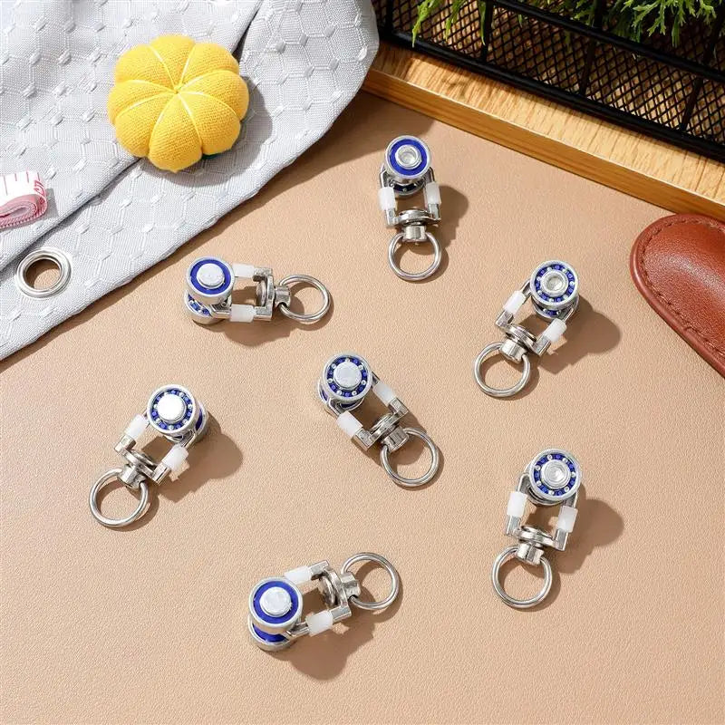 clips rideau argent bleu blanc rondeaux points dorés moderne fonctionnel clips 10 pièces