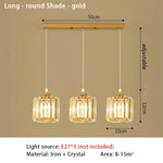 suspension lumineuse moderne élégante dorée strass ajouré transparent e27 cristal lumière intérieure