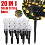 guirlande solaire led jardin 20 lampes modes éclairage ip65 moderne globes verre transparent piquets