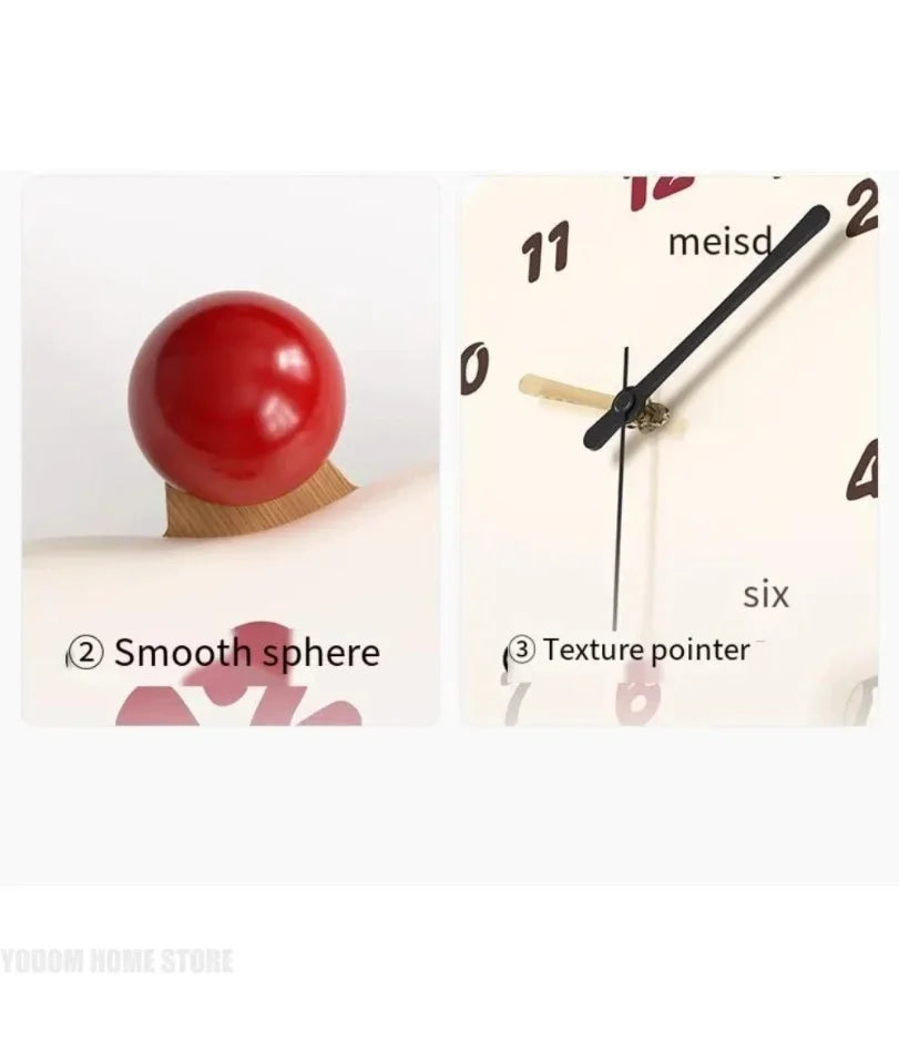 horloge murale moderne créative blanc jaune rouge noir glace crème chiffres pointeurs