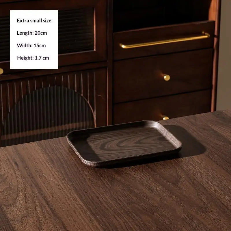 plateau service alimentaire plastique imitation bois moderne minimaliste marron clair foncé règle intégrée empilable