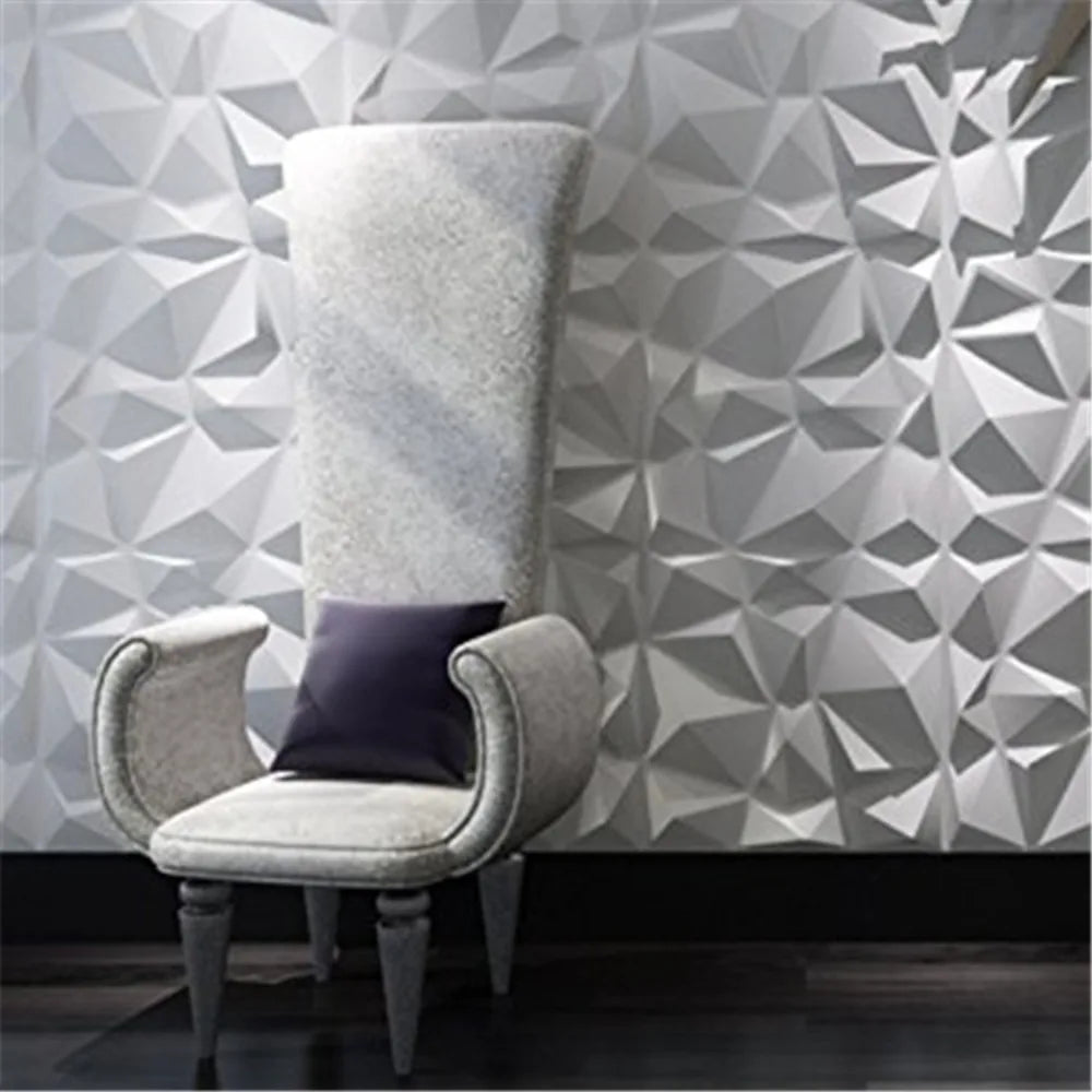 panneau mural moderne blanc triangles géométriques adhésif décoration intérieure relief PVC