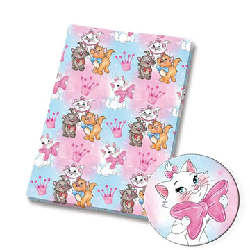 tissu coton polyester motif chatons roses couronnes rubans couture bricolage enfant 140x50cm
