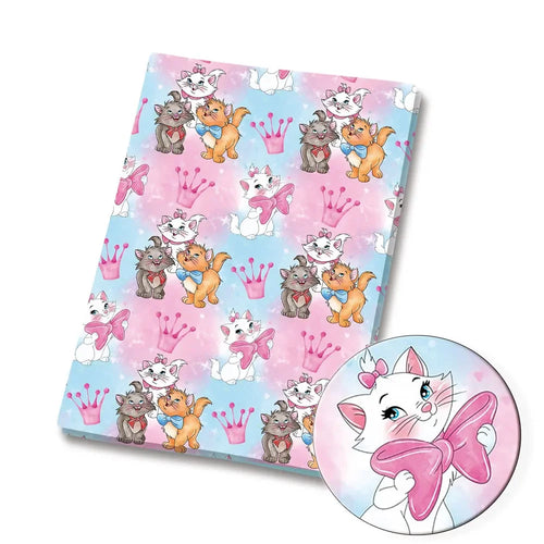 tissu coton polyester motif chatons roses couronnes rubans couture bricolage enfant 140x50cm
