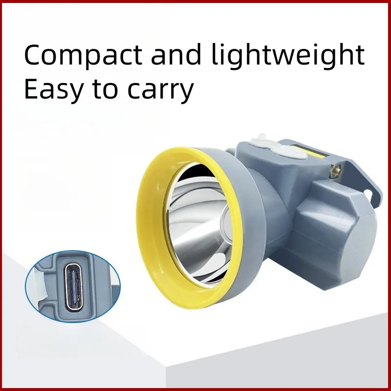 lampe frontale led portable étanche gris jaune moderne ceinture ajustable