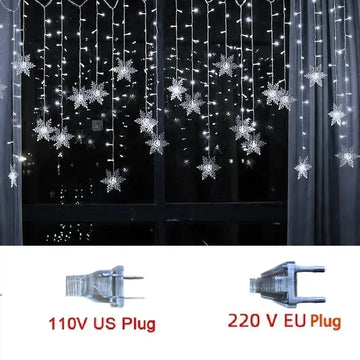 guirlande lumineuse flocons neige blanc multicolore clignotante noël moderne étanche festive mariage