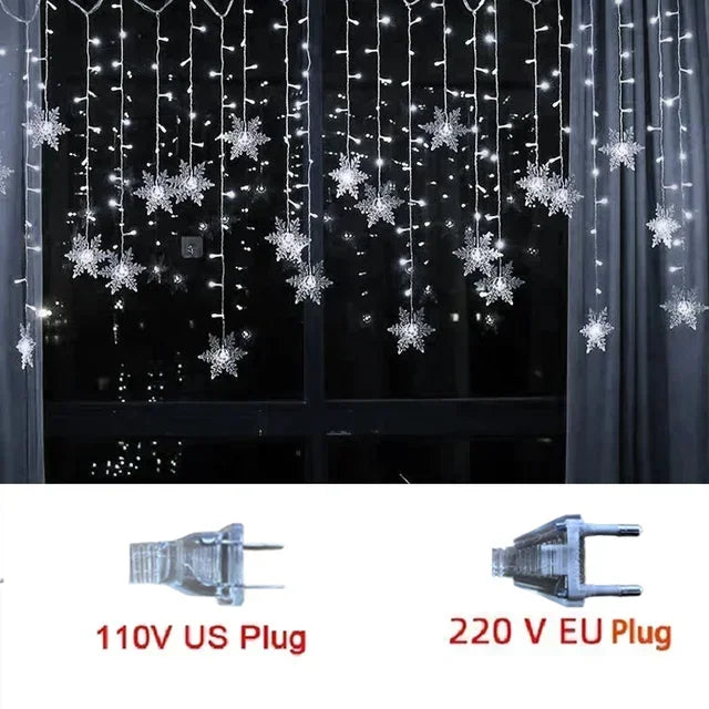 guirlande lumineuse flocons neige blanc multicolore clignotante noël moderne étanche festive mariage