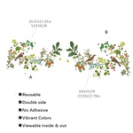 décoration fenêtre sticker floral oiseaux branches feuilles transparente naturelle 52x30cm 23.62x13.78in