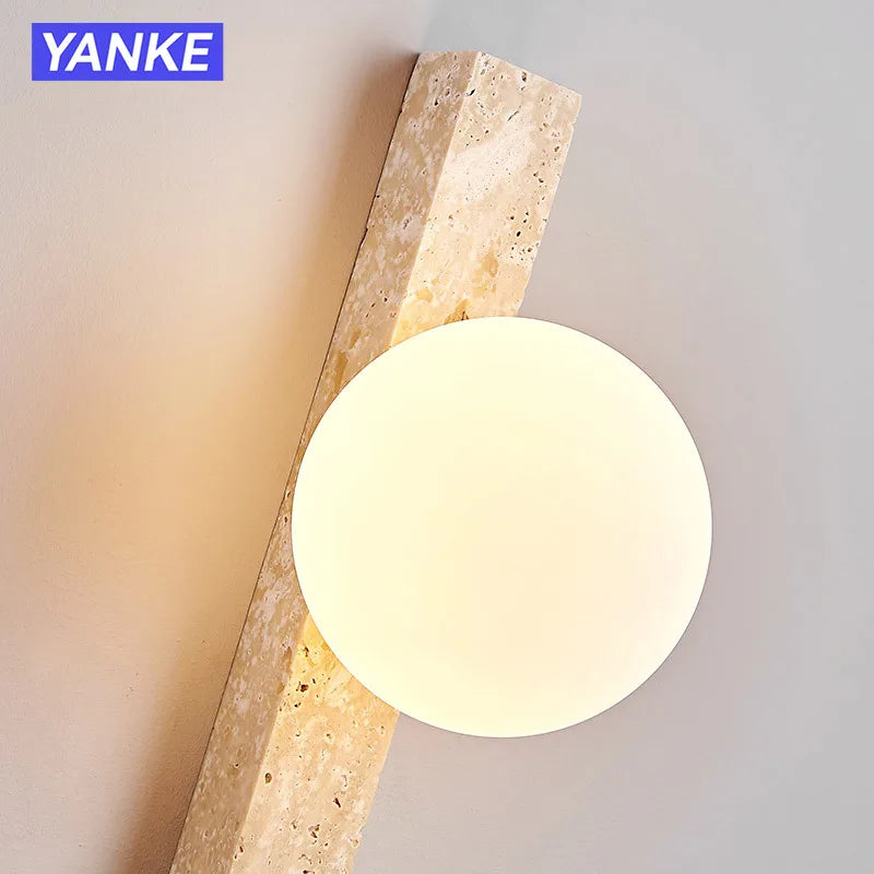applique murale moderne minimaliste led beige blanc texture marbrée éclairage quotidien fixée mur deux