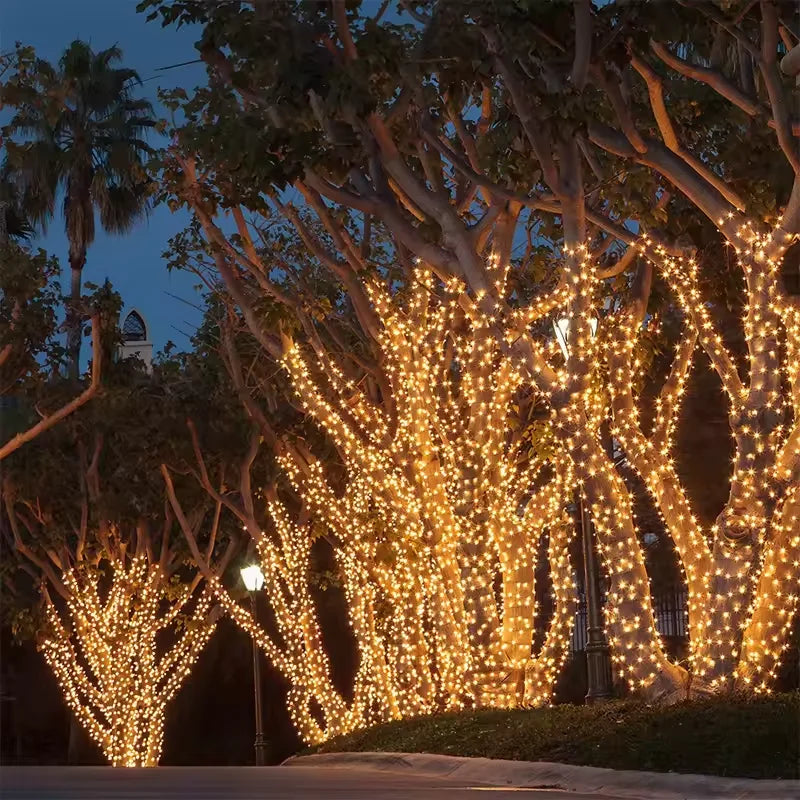 guirlande lumineuse led 100 led 10m festif noir jaune fil tressé translucide opaques 200h