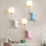 lampe murale moderne ours peluche blanche rose bleu adhésif cartoon chambre enfant