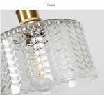 lampe suspendue moderne transparente cuivre rayures verticales ampoule led vis fixe chambre salon étude