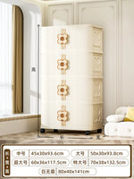 meuble rangement moderne armoire beige clair grille dimensions roulettes 45x30x71.9cm