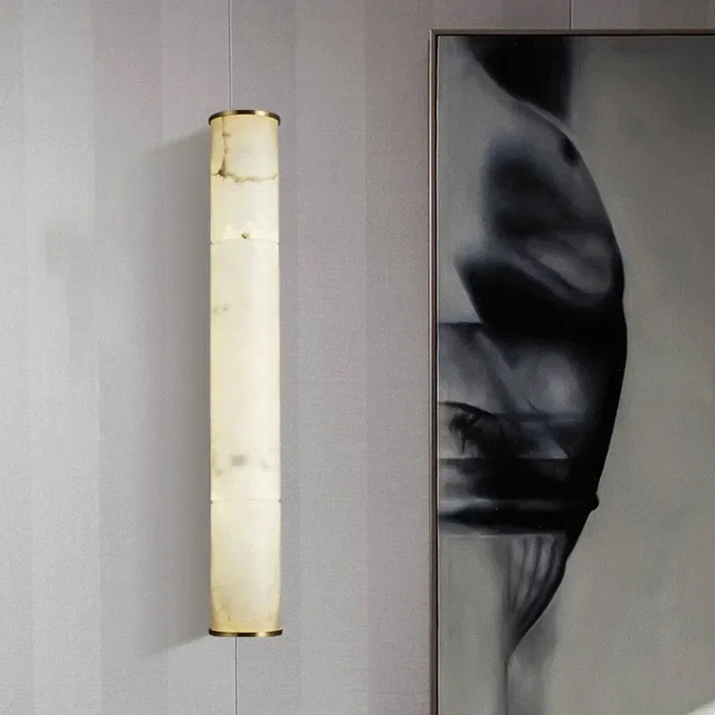 lampe murale moderne marbre blanc doré fixée mur câble électrique opaque chinois chambre coucher