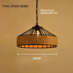 lampe suspendue industrielle corde naturelle marron clair métal structure ajustable salon chambre