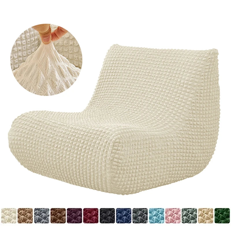 Housse fauteuil moderne crème texture relief lavable 30x60x70cm