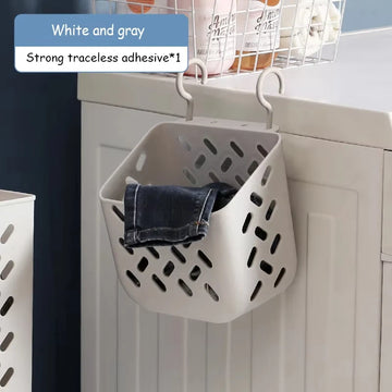 panier linge blanc marron perforé pliable moderne fixé mur multifonctionnel