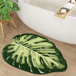 tapis bain vert feuilles moderne coton absorbant antidérapant doux 60cm machine lavable