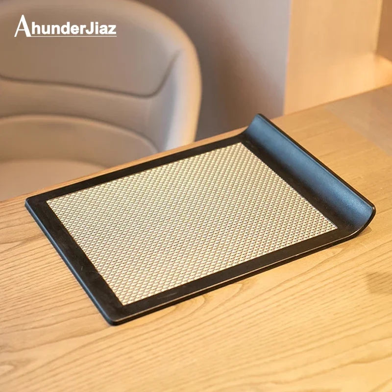 plateau rectangulaire mélamine noir texture points moderne rangement cuisine eau domestique wabi sabi
