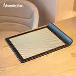 plateau rectangulaire mélamine noir texture points moderne rangement cuisine eau domestique wabi sabi