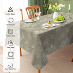nappe table rectangulaire imperméable motif feuilles beige moderne polyester cuisine salon mariage extérieur