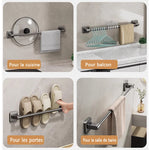 porte serviettes mural adhésif gris lisse moderne 30 40 50 60cm aluminium