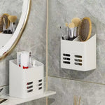 porte accessoires mural adhésif blanc gris moderne organisateur brosses cheveux maquillage toiletté