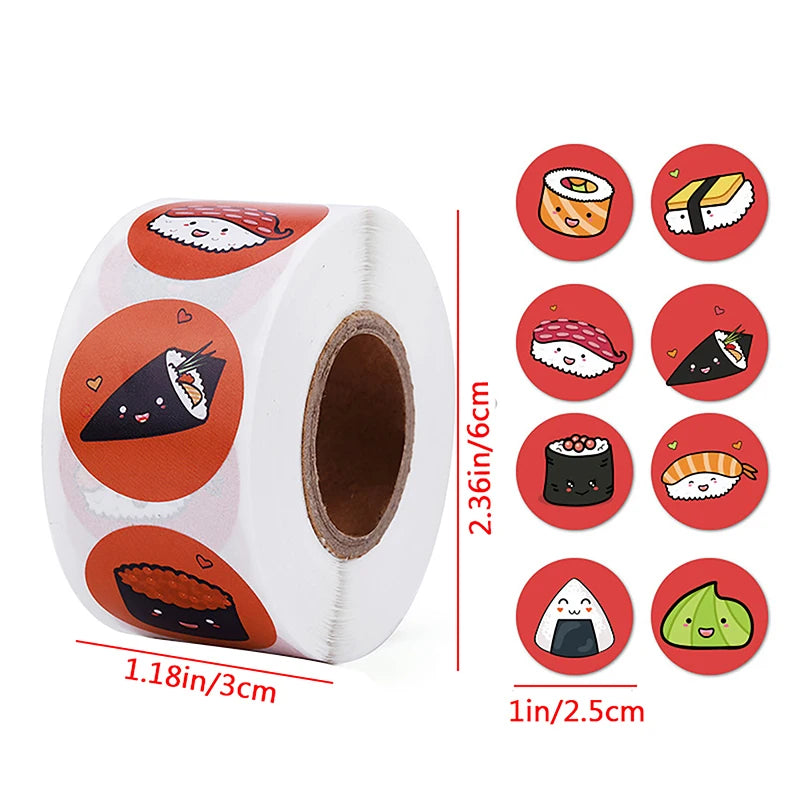 rubans autocollants sushis dessin animé blanc rouge vert noir orange jaune rose beige exprès