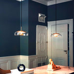 luminaire suspendu led moderne transparent doré bronze gris blanc minimaliste chambre salon
