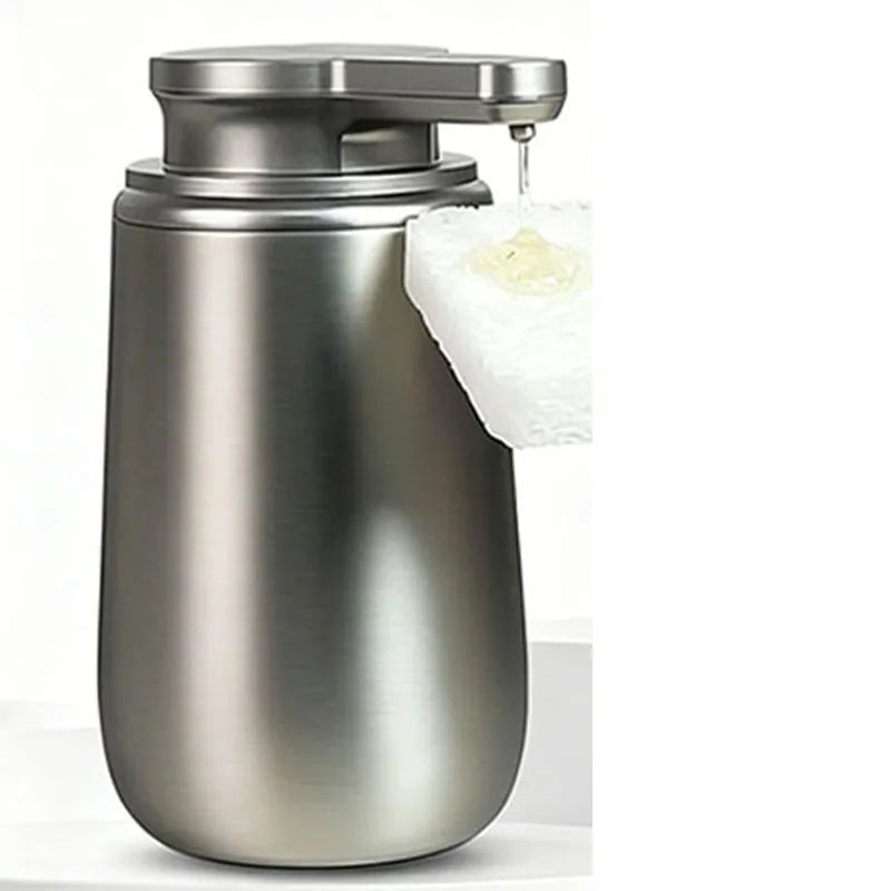 distributeur savon automatique argenté mousse liquide acier inoxydable moderne minimaliste