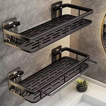 étagère salle bain noir adhésif sans perçage moderne grille perforation rangement robuste plastique