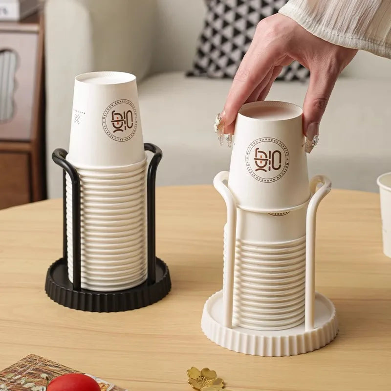 porte gobelets ondulés moderne gobelets carton blancs logo noir base large stable cuisine