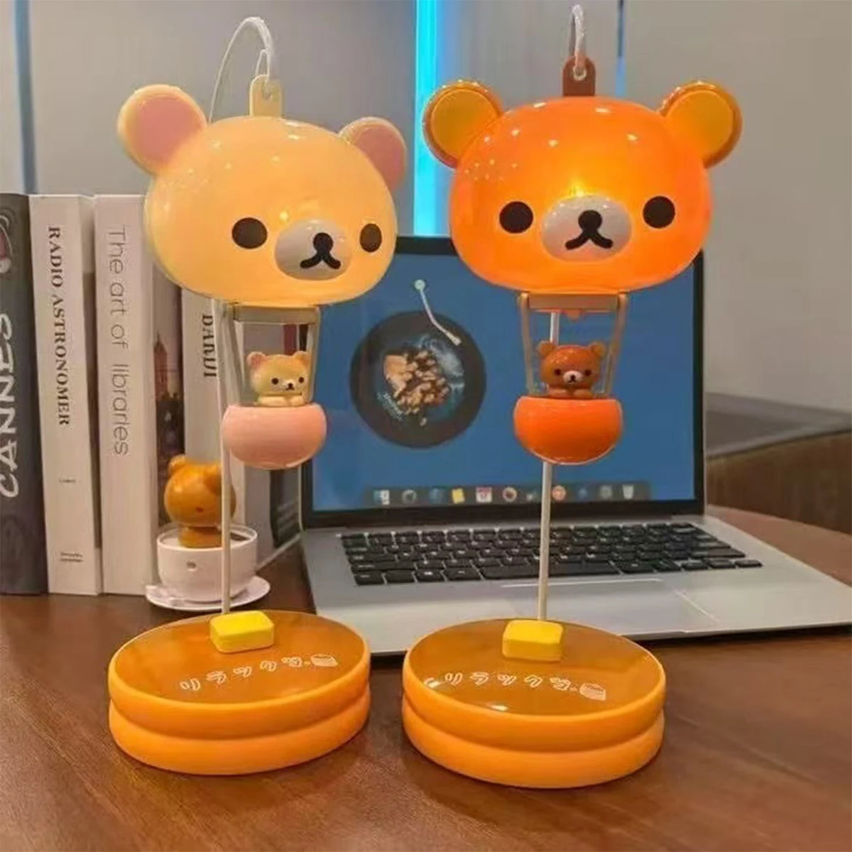 lampe table ours kawaii enfantine résine led orange marron blanc décorative chambre