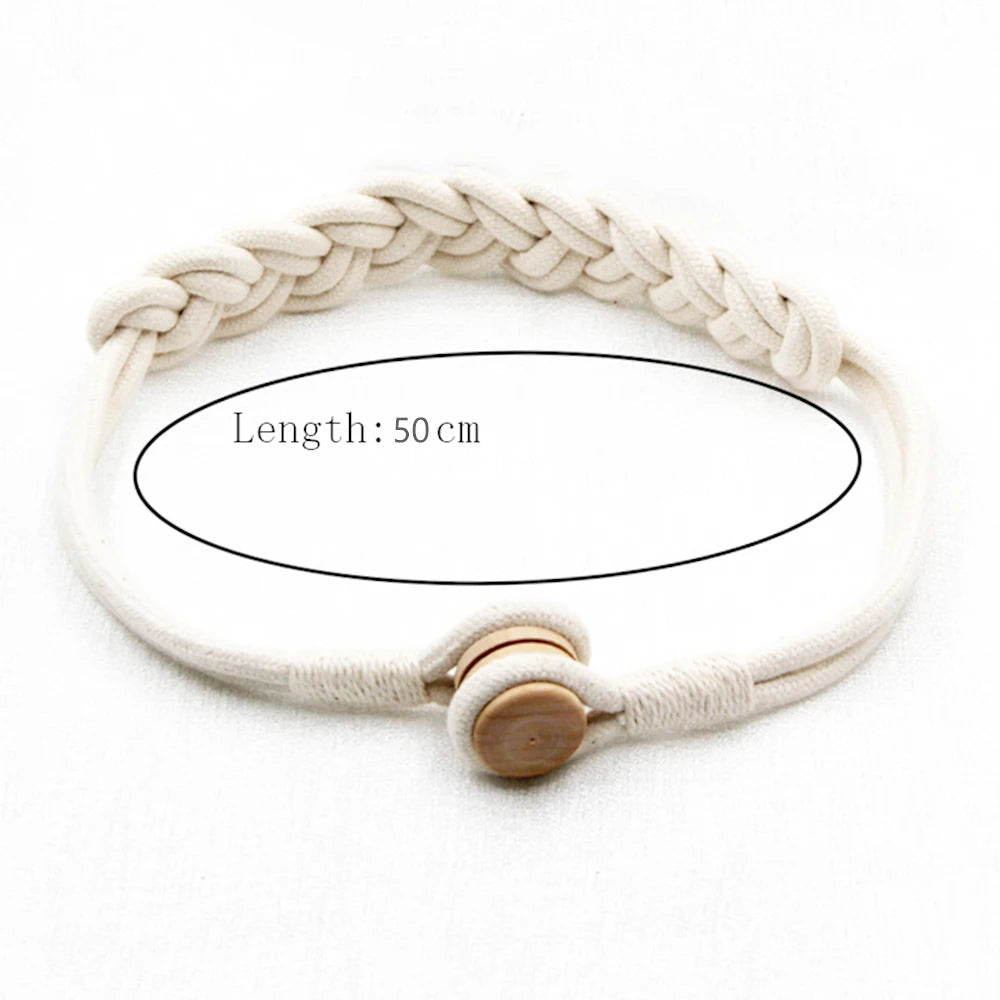bracelet tressé blanc moderne boucle métal fixe unique accessoire mode 50cm