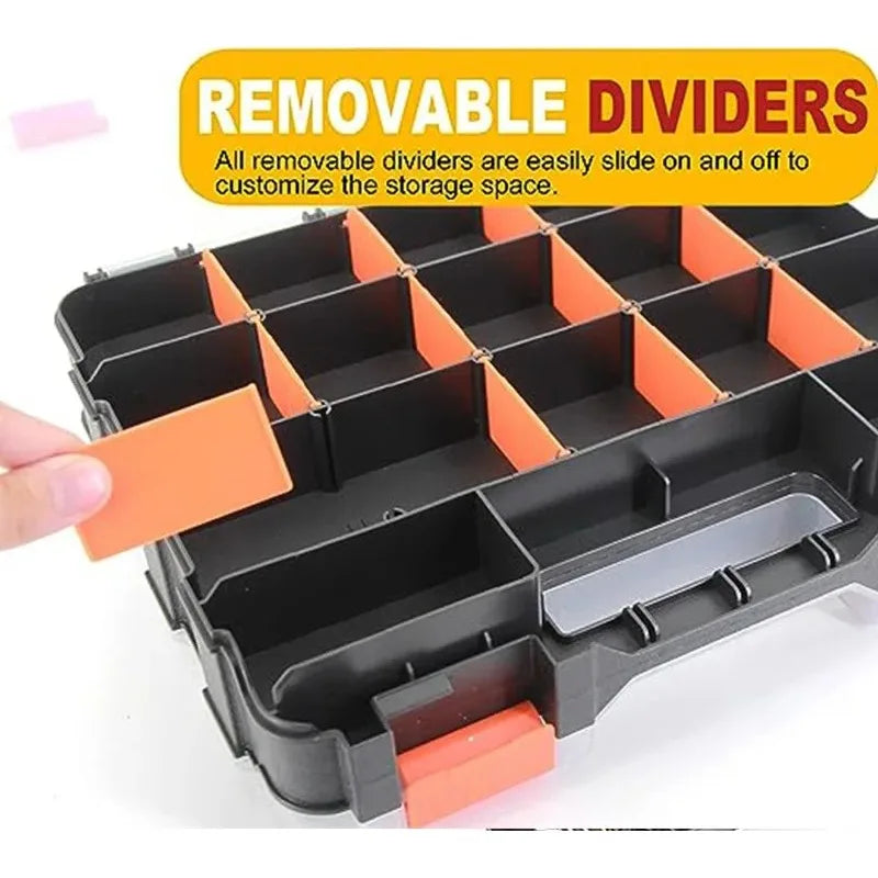 boîte rangement outils 34 compartiments amovibles transparente industrielle utilitaire plastique pvc