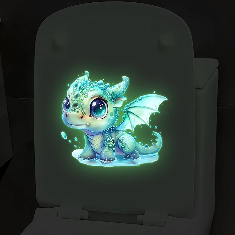 sticker mural dragon bleu vert blanc adhésif amovible dessin animé salle bain chambre decoration