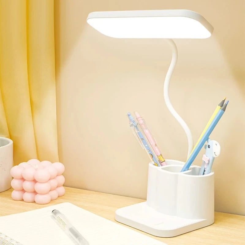 lampe rechargeable moderne pot crayons support smartphone blanc mat étudiants chambre