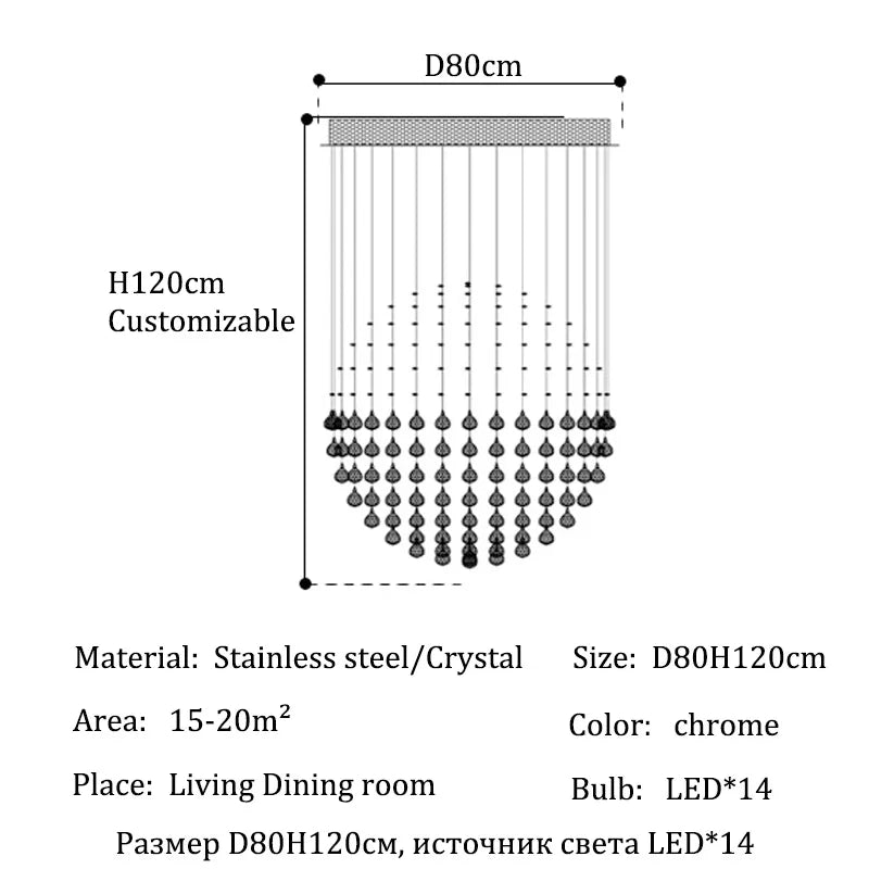 suspension lumineuse moderne cristal transparente 4000k 3000k 6000k