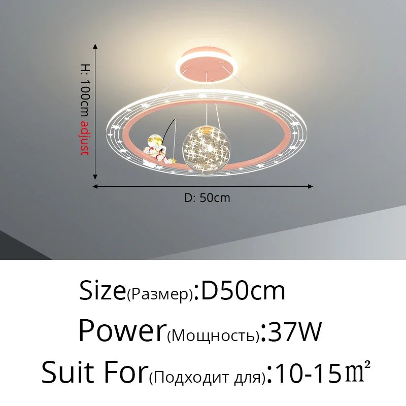 plafonnier moderne blanc rose étoiles concentrique télécommande lumière variable enfants chambre