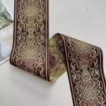 ruban decoratif polyester fleur classique marron bleu doré noir unique largeur 10cm opaque