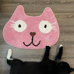 tapis sol antidérapant imperméable polyester motif chat visage orange marron vert moderne salle bain