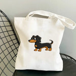 sac main toile chien imprimé moderne blanc poches détachables doux