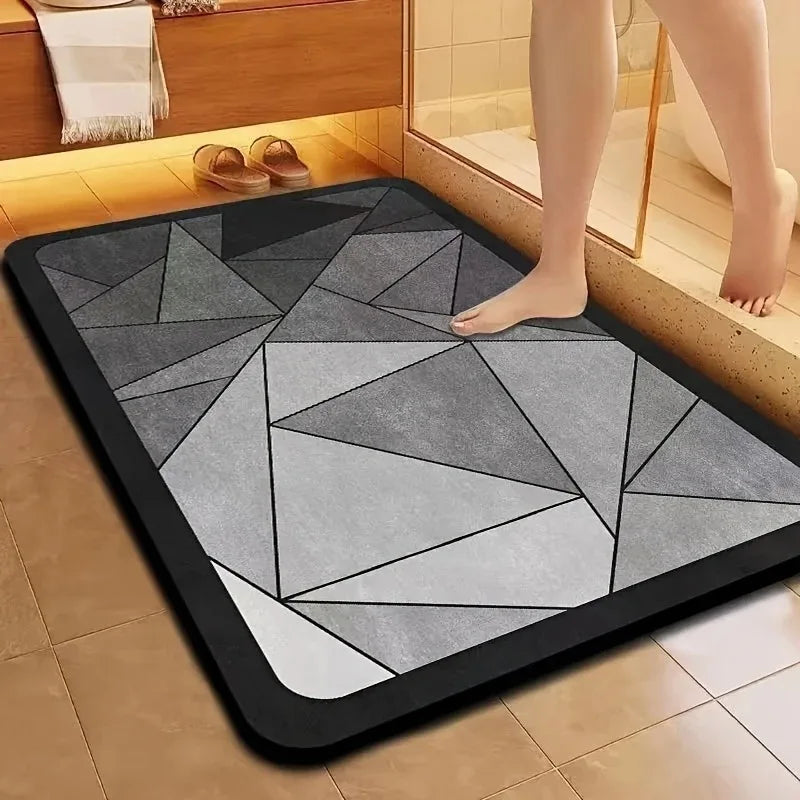 tapis sol gris géométrique moderne antidérapant absorbant extérieur salon entrée cuisine salle bains
