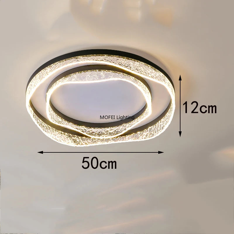 plafonnier led moderne blanc noir texture cristaux éclairage intérieur salon chambre coucher