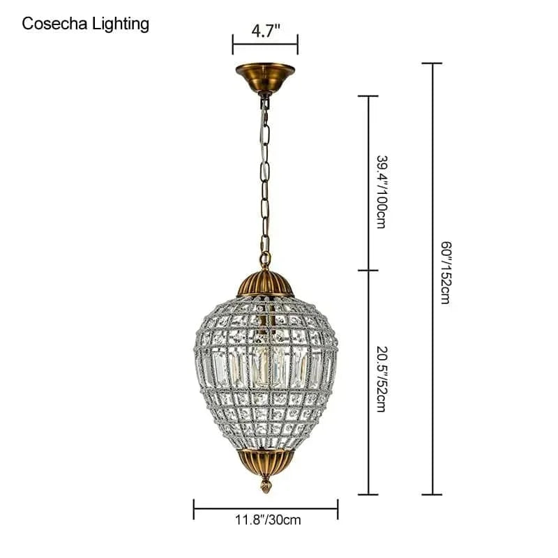 suspension lumineuse cristal dorée élégante classique brillants transparents chambre salon