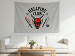 tapisserie gothique démon horreur hellfire club gris clair illustration graphique salon chambre coucher 150cm